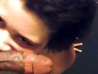 Sexy dominican amateur sucks big black cock in mouth
