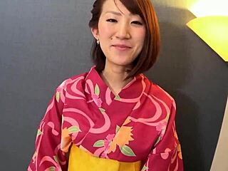 Asian girl's tickling and blowjob leads to anal play in kimono