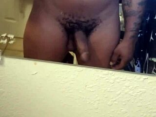 stroking this thick cock solo with handjob, building pleasure through masturbation in private session