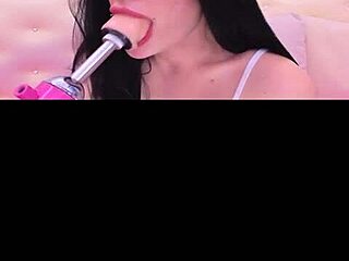 brunette gets her face fucked deep in the throat, intense and suggestive