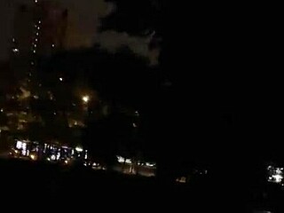 Teen with big tits Crystal Richi gives a deep blowjob outdoors