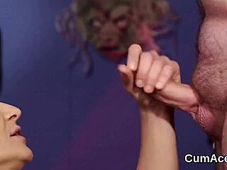 wacky idol covered in cum after blowbang facial