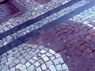 Morena with very tasty legs at the bus stop