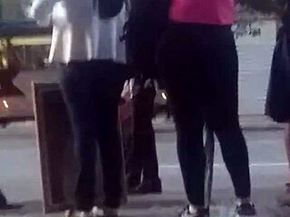 Morena with very tasty legs at the bus stop