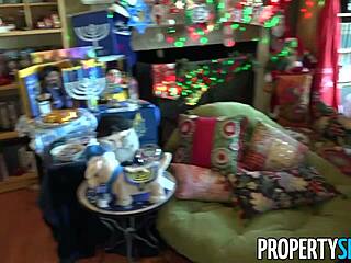 holiday blonde agent bent over as pov gift