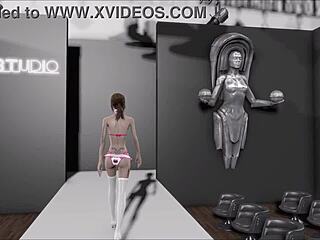 Emotional brunette hentai anime cartoon girl experiences sexy fallout fashion adventure