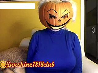 Spooky Halloween costume and big boobs in a cosplay porn video