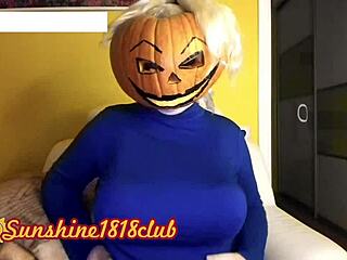 Spooky Halloween costume and big boobs in a cosplay porn video