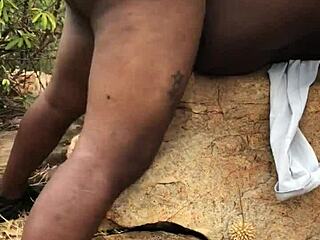 two guys fucking hardcore on the rock in a homemade amateur gay scene