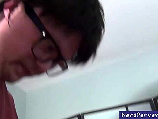 Geek Girl Sucks Cock Hard! Brunette Nerd in Glasses Blows Deep!