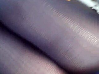 Upskirt Nylon Tease in Short Skirt and Panties