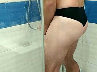 Sexy tranny jerks in one-piece swimsuit!