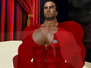 Two Characters Engage In Intimate Contact In Animated Scene