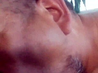 Latino man gives oral pleasure to black shemale