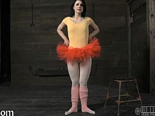 Detailed scene of a woman bound in bondage restraints during intense sexual activity