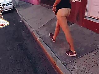 Andy Hot Shows Her Ass on the Street Outdoors
