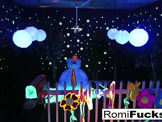 Romi Rain And Dani Enjoy Lesbian Fun Under Black Light
