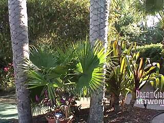 Two Hot Blondes Masturbate Outdoors by the Pool