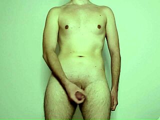 Young amateur masturbates cock during solo webcam session