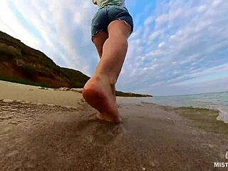 i follow my sand footprints along the summer seashore