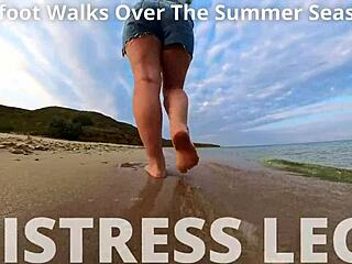 i follow my sand footprints along the summer seashore