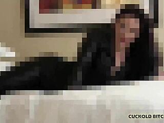 Humiliating cuckold wife gets dominated by real man
