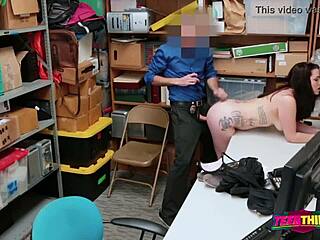 Adorable petite woman lies on desk for a passionate office encounter