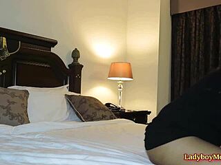 Ts Amy Amour, Thai ladyboy, gives boyfriend upskirt blowjob in skirt