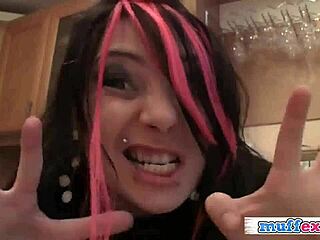 crazy emo girlfriend strips and teases her friend with ripped clothes