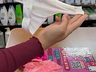 Asian Ladyboy Showing Her New Thong In Stockings At Store 😍