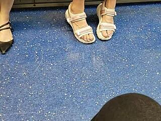 Secretly recorded foot fetish footage