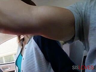 Stepsis Gives Sloppy Blowjob While Driving Back from University