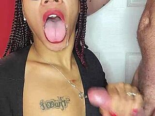 Interracial couple engages in oral sex