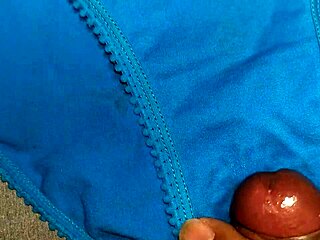 Cumshot on Blue Panties Used by My Friend in USA