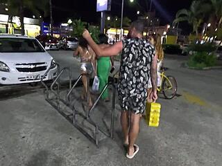 African Beauty Prepares for Public Ass Play at Praia Grande