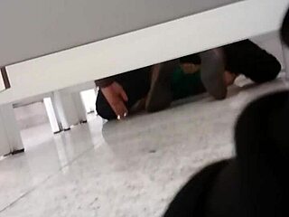 Hey, check out this gay fuck in the mall bathroom!