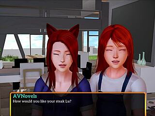 लाल बालों वाली 18+ लड़की नए परिवार कार्टून में वाइल्ड एंटिक्स में शामिल होती है