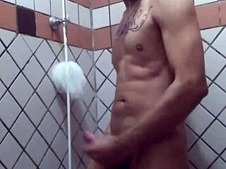 Fabrício Aguiar enjoys relaxing shower, showcasing his twink body