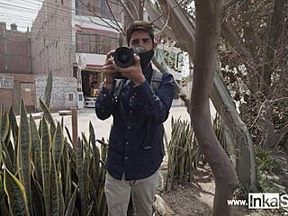 petite venezuelan model lured by peruvian near train tracks for deep action.