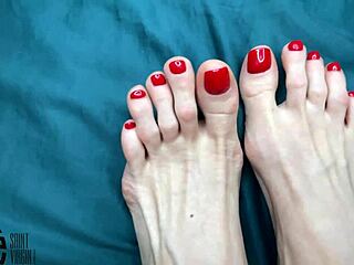 Milf Enjoys New Red Pedicure