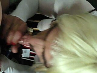 Zoey crossdresses and gives blowjob after work