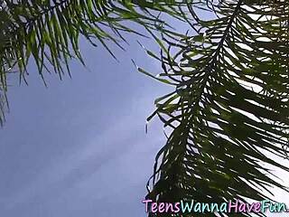 amateur teen 18+ager enjoys outdoor party activities