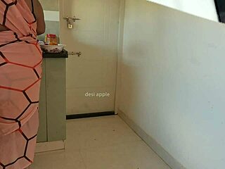 Tamil man masturbates in front of maid in kitchen