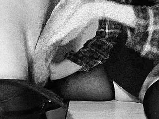 The secretary rewards the boss with a sexual favor for a year of dedication