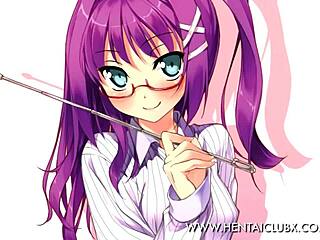 Steamy anime babe teaches English in the nude