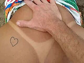Bareback blowjob in public: Adventurous brunette wife satisfies her lover