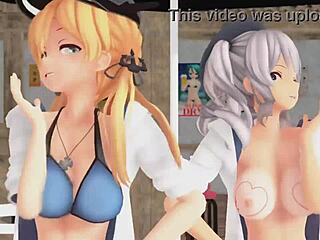 I really love this MMD R18 with Prinz Eugen and Kashima