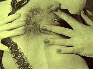 Vintage hairy lesbians in wild threesome group