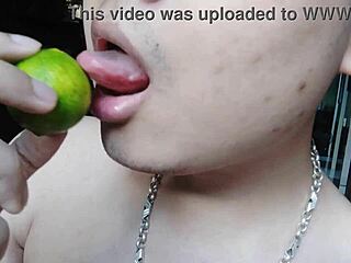 Chinese Babe Intensely Licks During Masturbation