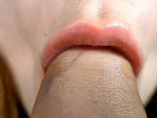 Extreme close-up blowjob with blonde couple young babe sucking cock so sexy